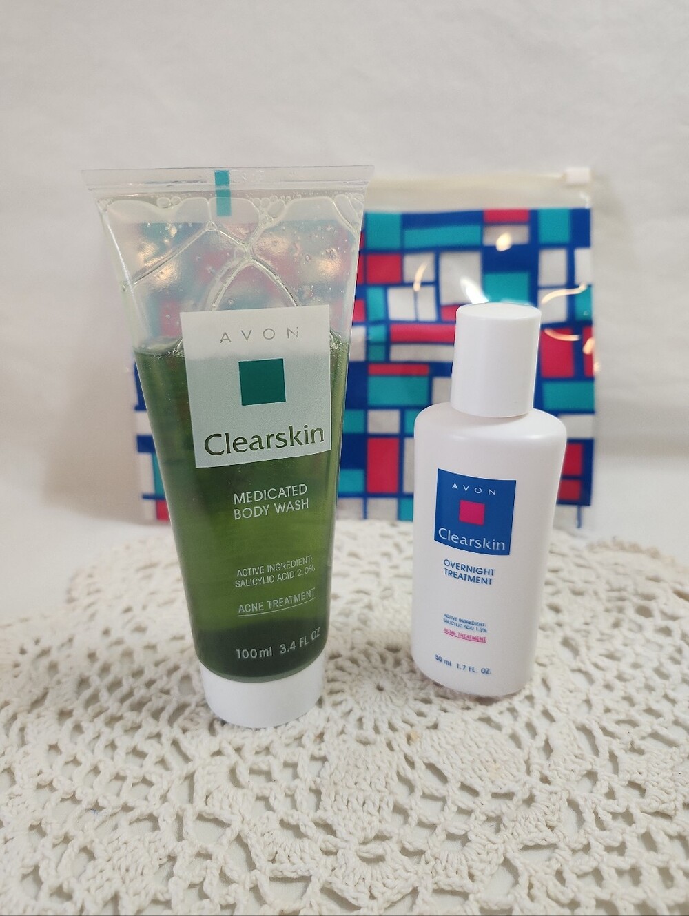 NOS Vtg 2001 Avon Clearskin Kit Medicated Body Wash & Overnight Treatment